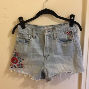 Madewell cut off shorts with embroidery